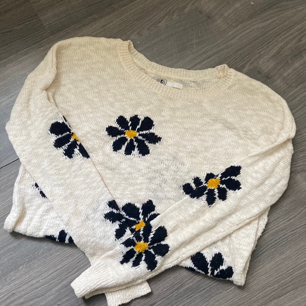 90s Grunge Style Daisy Knit Pullover